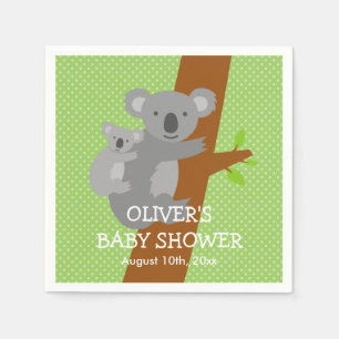 Cute koala bear polka dots baby shower napkins