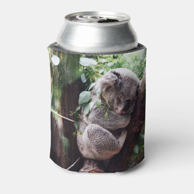 Cute Koala Bear relaxing in a Tree Can Cooler (Can Back)