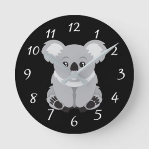 Cute Koala Bear Round Clock