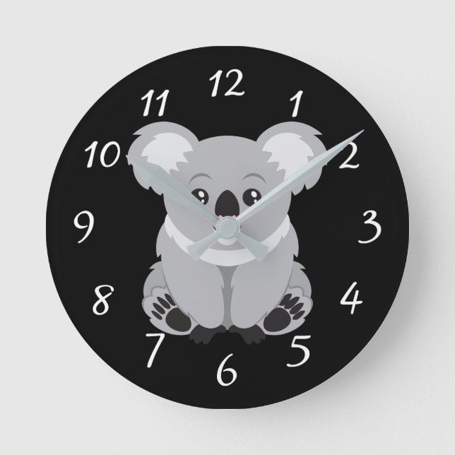 Cute Koala Bear Round Clock (Front)