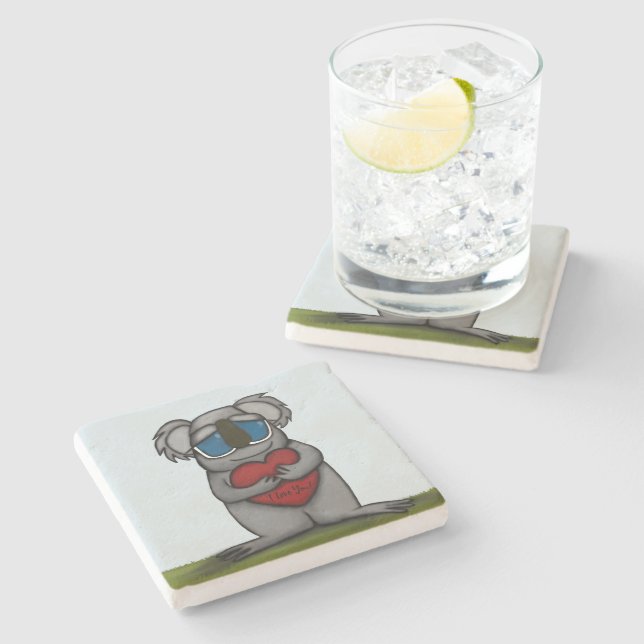 Cute Koala Bear Stone Coaster (Side)