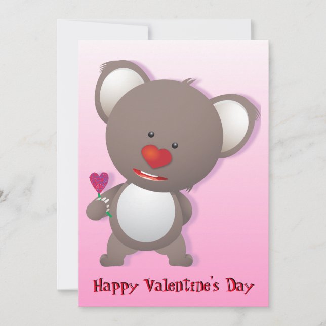 Cute Koala Bear Valentine Greeting Invitation (Front)