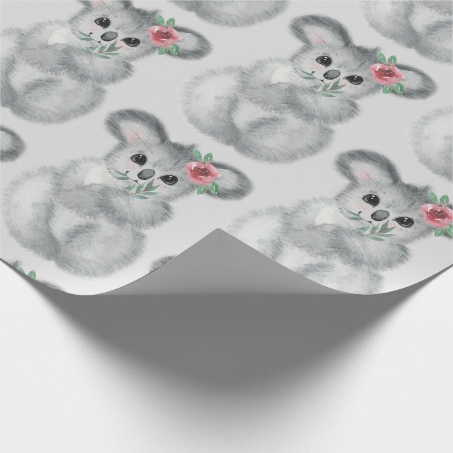 Cute Koala Bear Watercolor Modern Wrapping Paper (Corner)