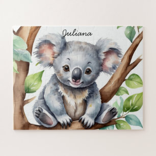 Cute Koala Bear Watercolor Personalised Jigsaw Puzzle