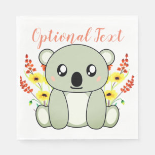 Cute Koala Bear with Flowers Napkin