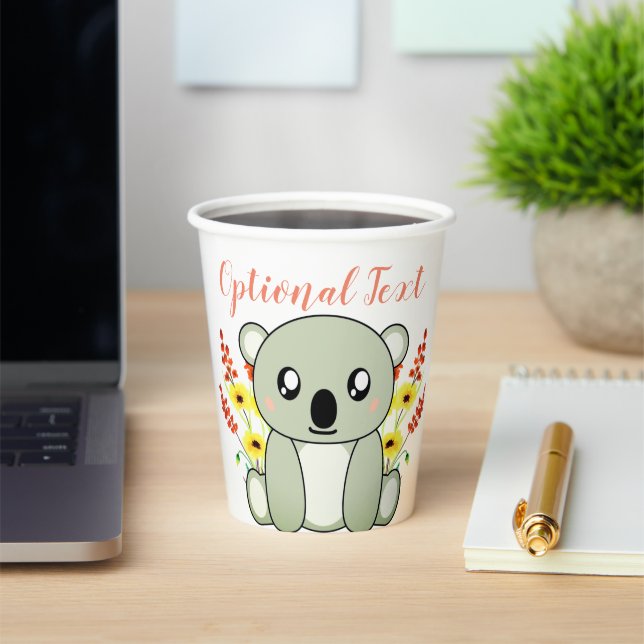 Cute Koala Bear with Flowers Paper Cups (Insitu)