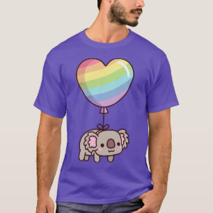 Cute Koala Bear With Rainbow Heart Balloon T-Shirt