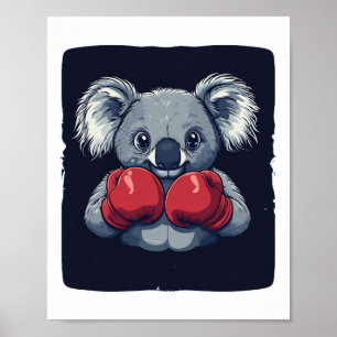 Cute Koala Bear With Serious Boxing Skills For Man Poster