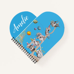 Cute Koala Birthday Party Balloon Girls Kids Notebook