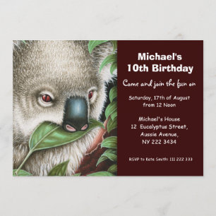 Cute Koala Birthday Party Invitation