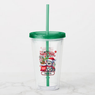 Cute Koala Chirstmas Personalised Name Acrylic Tumbler