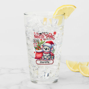 Cute Koala Chirstmas Personalised Name Glass