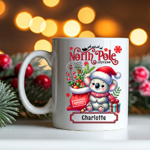 Cute Koala Chirstmas Personalised Name Mug