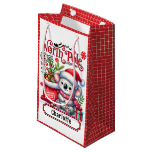 Cute Koala Chirstmas Personalised Name Small Gift Bag