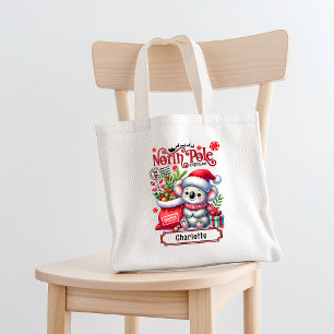 Cute Koala Chirstmas Personalised Name Tote Bag