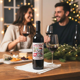 Cute Koala Chirstmas Personalised Name Wine Label