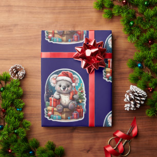 Cute Koala Christmas Celebration Wrapping Paper