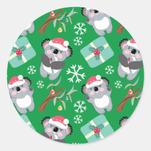 Cute Koala Christmas Classic Round Sticker