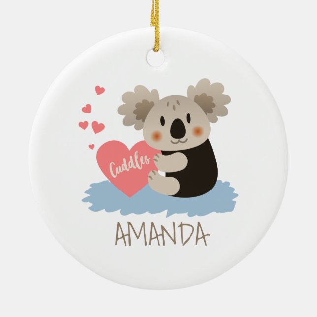 Cute Koala Cuddles ID386 Ceramic Tree Decoration (Back)