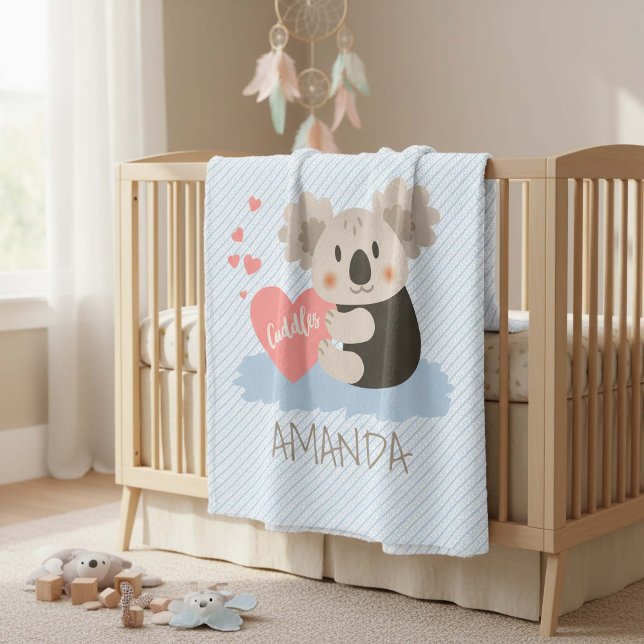 Cute Koala Cuddles ID386 Fleece Blanket (Creator Uploaded)