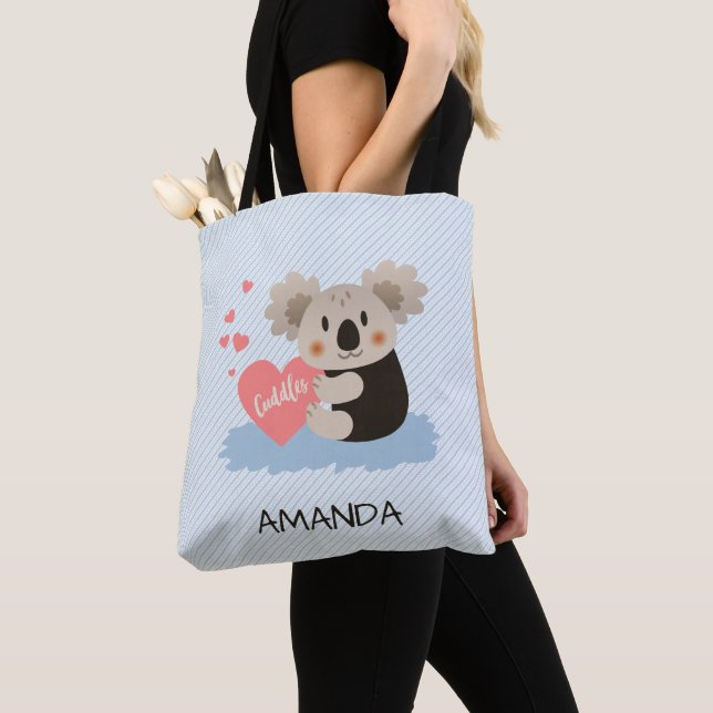 Cute Koala Cuddles ID386 Tote Bag (Close Up)