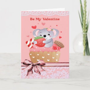 Cute Koala & Cupcake Valentine Card