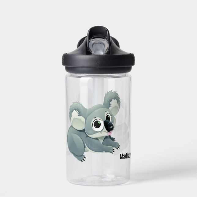 Cute Koala custom name Water Bottle (Front)