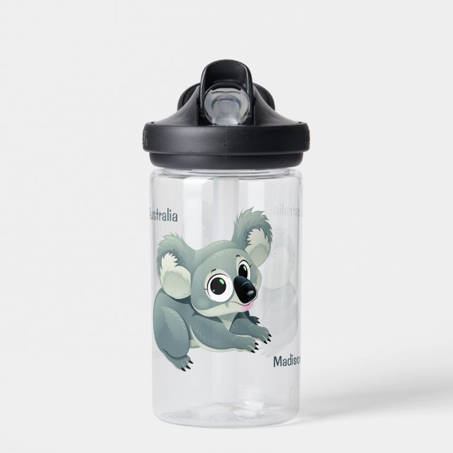 Cute Koala custom name Water Bottle (Front)
