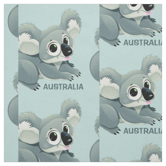 Cute Koala custom text fabric (Swatch)