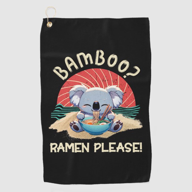 Cute Koala eating Ramen Vintage Sunshine Golf Towel (Front)