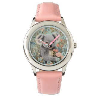 Cute Koala Elegant Pastel Floral Watch