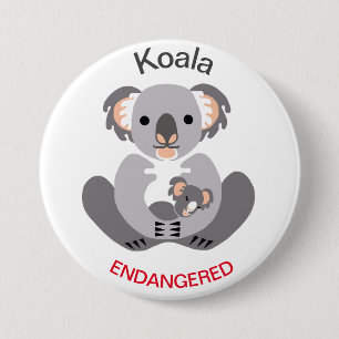 Cute - KOALA - Endangered animal graphic - 7.5 Cm Round Badge