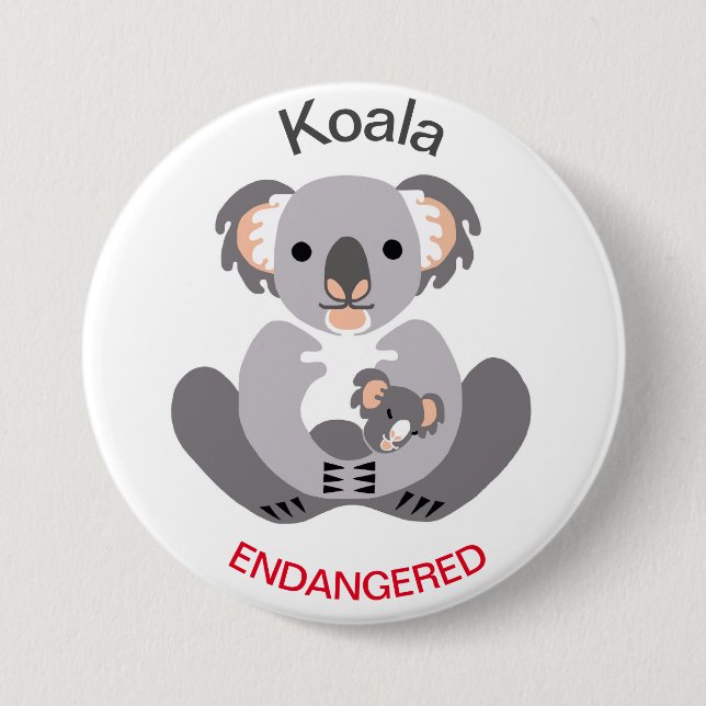 Cute - KOALA - Endangered animal graphic - 7.5 Cm Round Badge (Front)