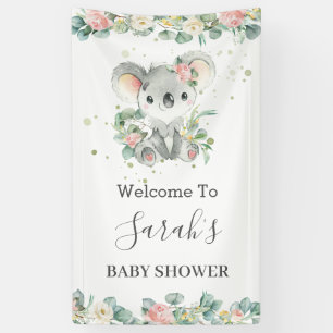 Cute Koala Eucalyptus Floral Welcome Backdrop Bann Banner