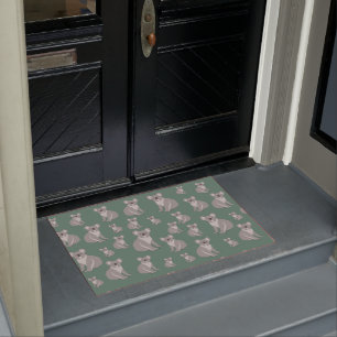 Cute Koala Eucalyptus Green Pattern Doormat