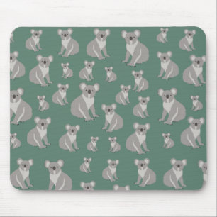 Cute Koala Eucalyptus Green Pattern Mouse Mat