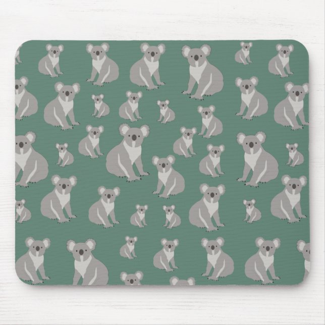 Cute Koala Eucalyptus Green Pattern Mouse Mat (Front)