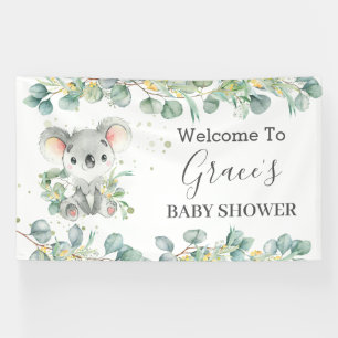 Cute Koala Eucalyptus Greenery Welcome Backdrop Banner