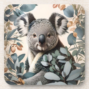 Cute Koala Eucalyptus Leaves Coaster