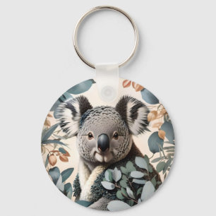 Cute Koala Eucalyptus Leaves Key Ring