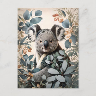 Cute Koala Eucalyptus Leaves Postcard