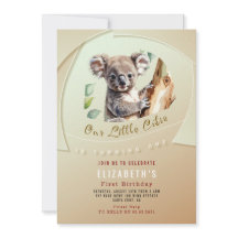 Cute Koala First Birthday Invitation