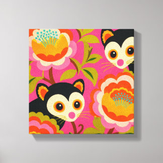 Cute Koala Folk Art Canvas Print Colourful Scandin
