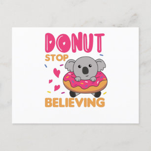 Cute Koala Funny Animals In Donut Pink Postcard