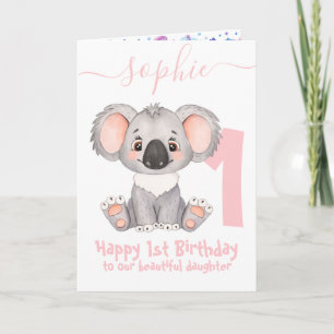 cute koala girl birthday card