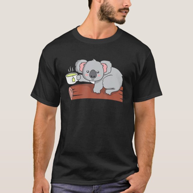 Cute Koala Green Tea Lover Funny Koala Bear Lover T-Shirt (Front)