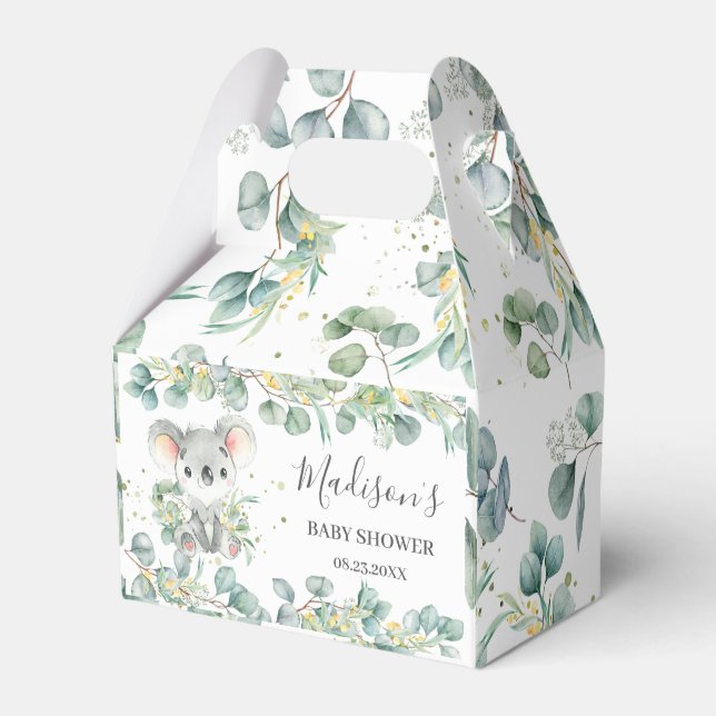 Cute Koala Greenery Baby Shower Thank You  Favour Box (Front Side)