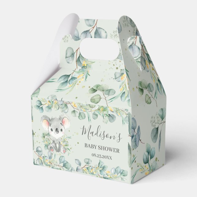 Cute Koala Greenery Boy Girl Baby Shower Thank You Favour Box (Front Side)