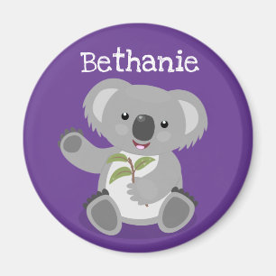 Cute koala gumleaves cartoon illustration magnet