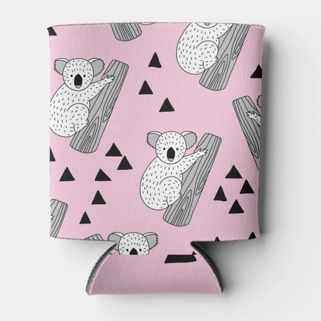Cute koala, hand-drawn seamless pattern can cooler (Front)